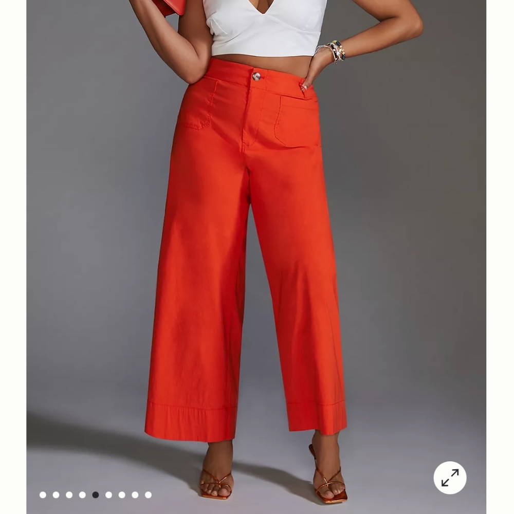 The Colette Cropped Wide-Leg Pants by Maeve NWT True Red Size 26 Standard